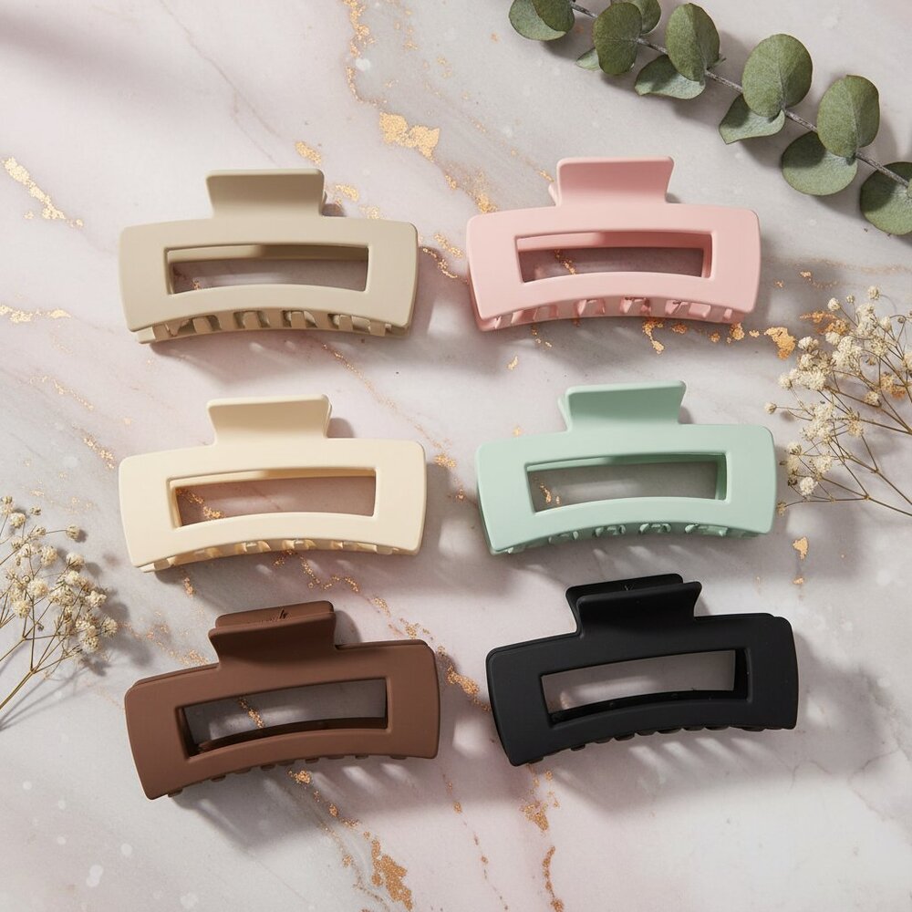 8 Pcs Large Hair Claw Clips 4.1 Inch Non-slip Big Square Matte Claws